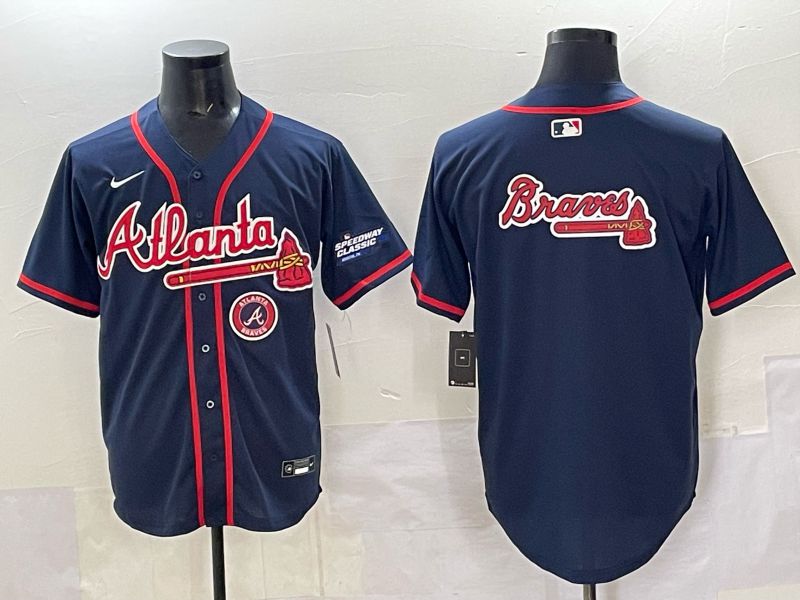 Men Atlanta Braves Blank Drak Blue  joint name Nike 2025 MLB Jersey style 011->atlanta braves->MLB Jersey